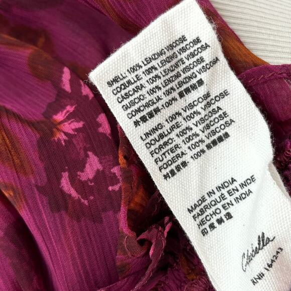 Cleobella Olivia Purple Botanical Floral Print Tie Neck Top - Picture 12 of 12